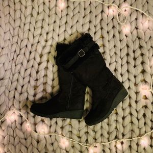 Girls black heeled boots